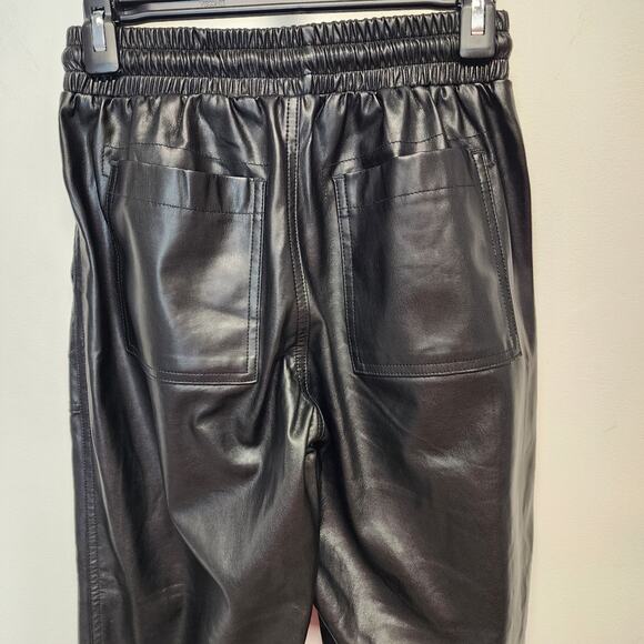 BlankNYC Faux Leather Jogger Pants Size 25" Black Pull On Elastic Waist Biker - Picture 4 of 9